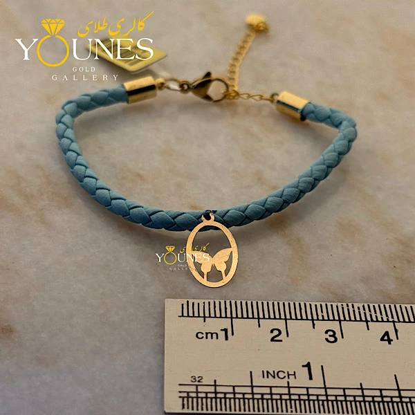 دستبند چرم پروانه ای طلا